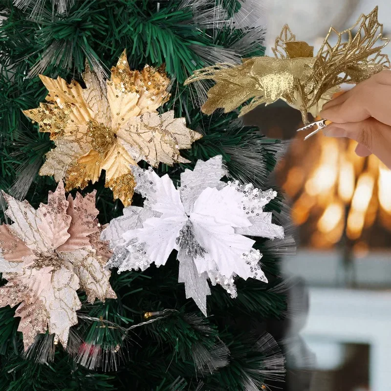 200/10PCS Christmas Flower Fixed Clips Mini Metal Clips for Flower Xmas Tree Iron Clamp Party Garland Ornament Decoration Supply