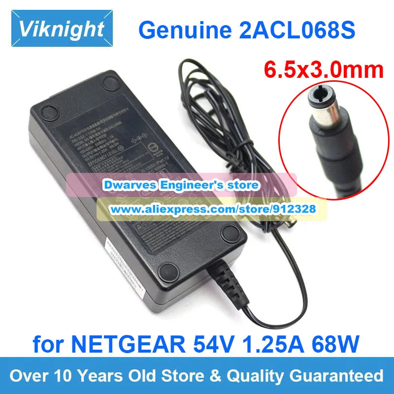 

Genuine 2ACL068S AC Adapter 54V 1.25A 68W Laptop Charger for Netgear 332-11059-04 6.5x3.0mm Tip Power Supply