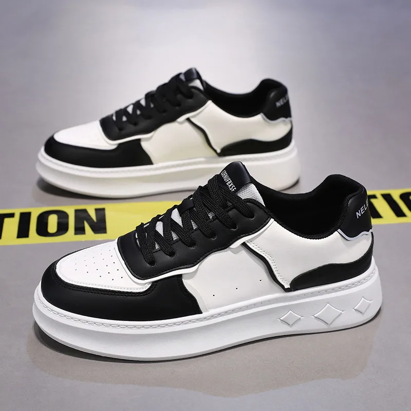 

New breathable white sneakers for male students, Korean style, trendy and versatile thick-soled sports shoes, casual board shoes