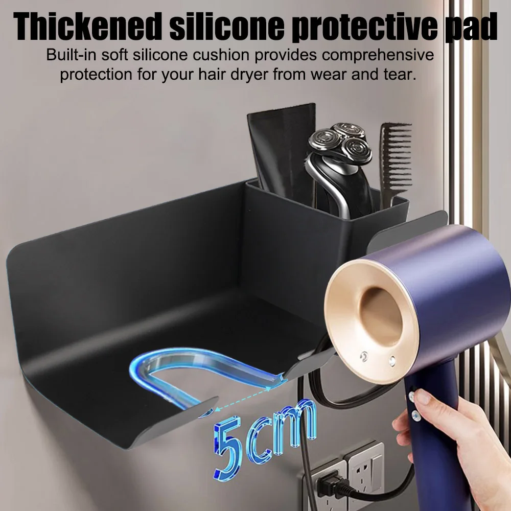 Hair Dryer Organizer Rack Storage Rack Hairdryer And Straightener Holder Multifunctional Storage Shelves Wall Mounted Aluminum