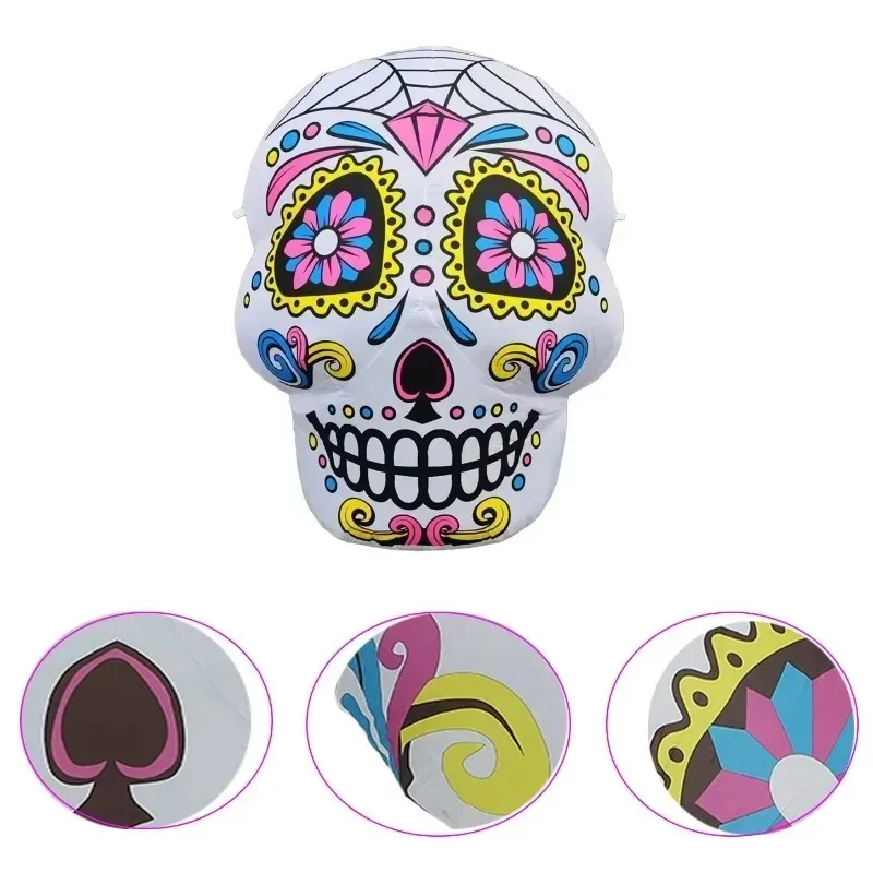 3FT aufblasbares Spielzeug, Zuckerschädel, Halloween-Dekorationen, aufblasbare Dekoration für Garten, drinnen und draußen, mit LED-Licht, für Zuhause, Party, Urlaub