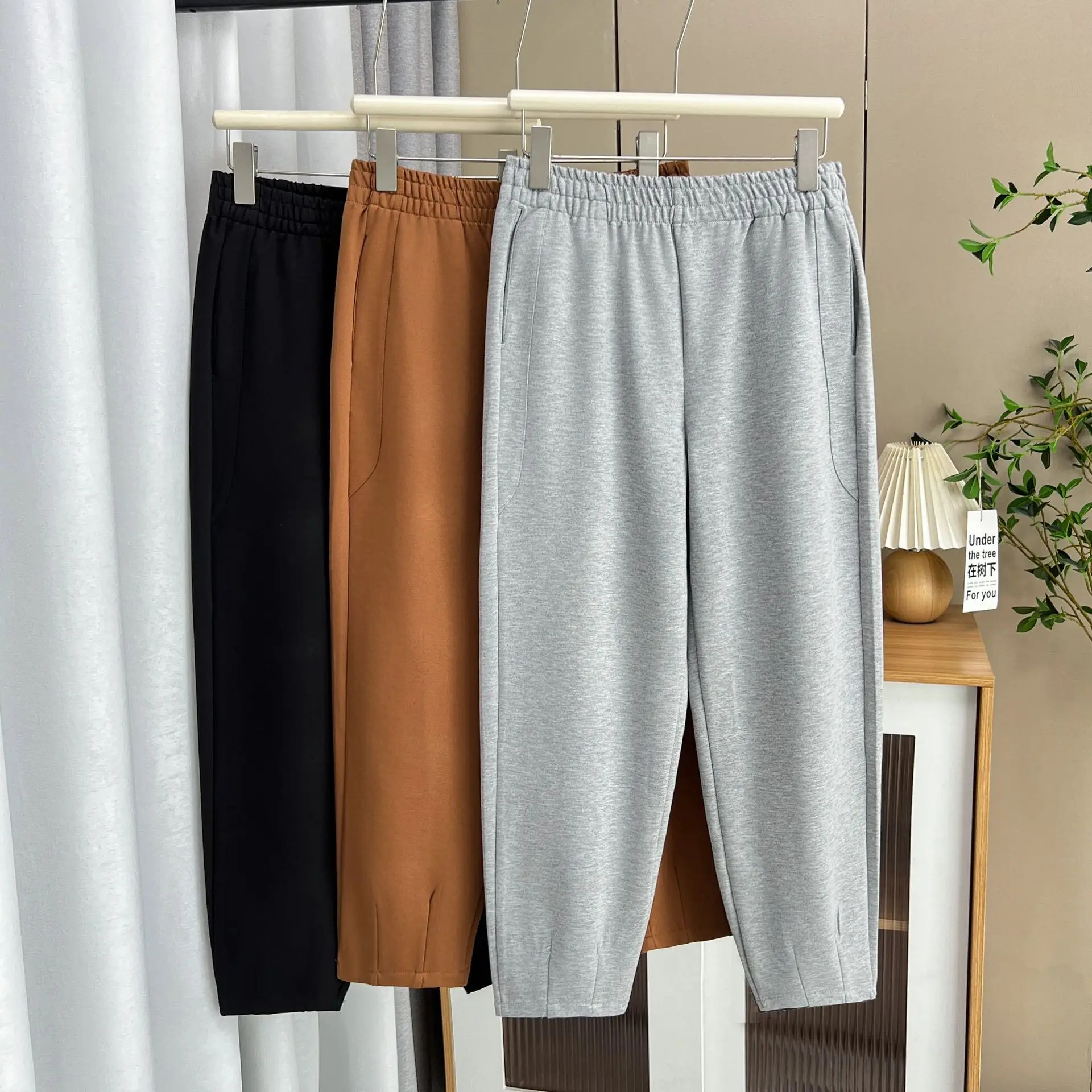 XL XXL Women's Harem Pants Autumn New High Waist Loose Stretched Casual Simple Solid Color Trousers 8529