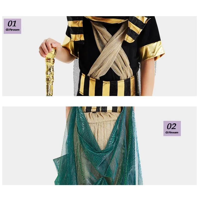 Halloween Costumes Cosplay for Kids Boys Girls Ancient Egypt Egyptian Pharaoh Cleopatra Prince Princess Carnival Party Dress