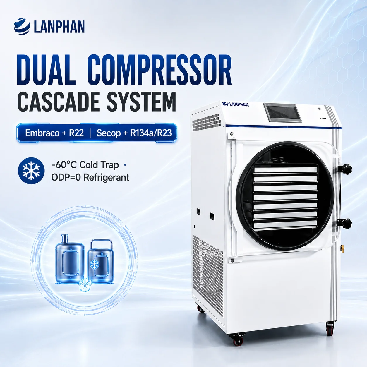 Small Commercial Freeze Dryer 25kg/Batch Supports Blast Freezer Pre-Freezing
