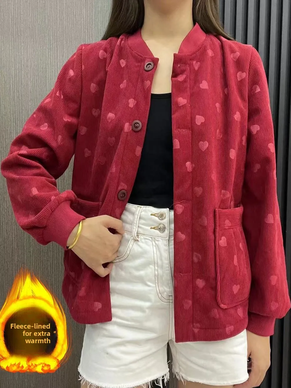 Chaqueta de béisbol con forro polar para otoño e invierno, chaqueta holgada y adelgazante, chaqueta de algodón versátil y mod...