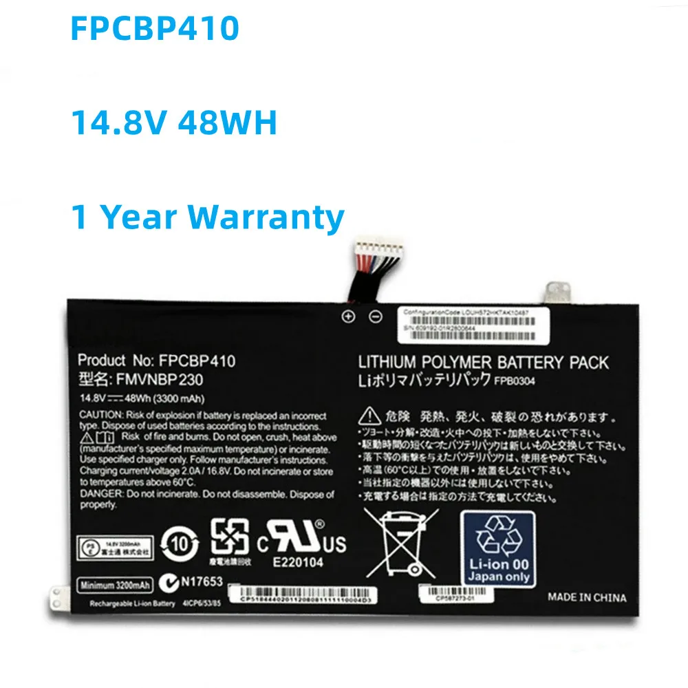 

FPCBP410 FMVNBP230 FPB0304 14.8V 48WH/3300mAh Laptop Battery For Fujitsu LifeBook U554 U574 UH554 UH574 Series