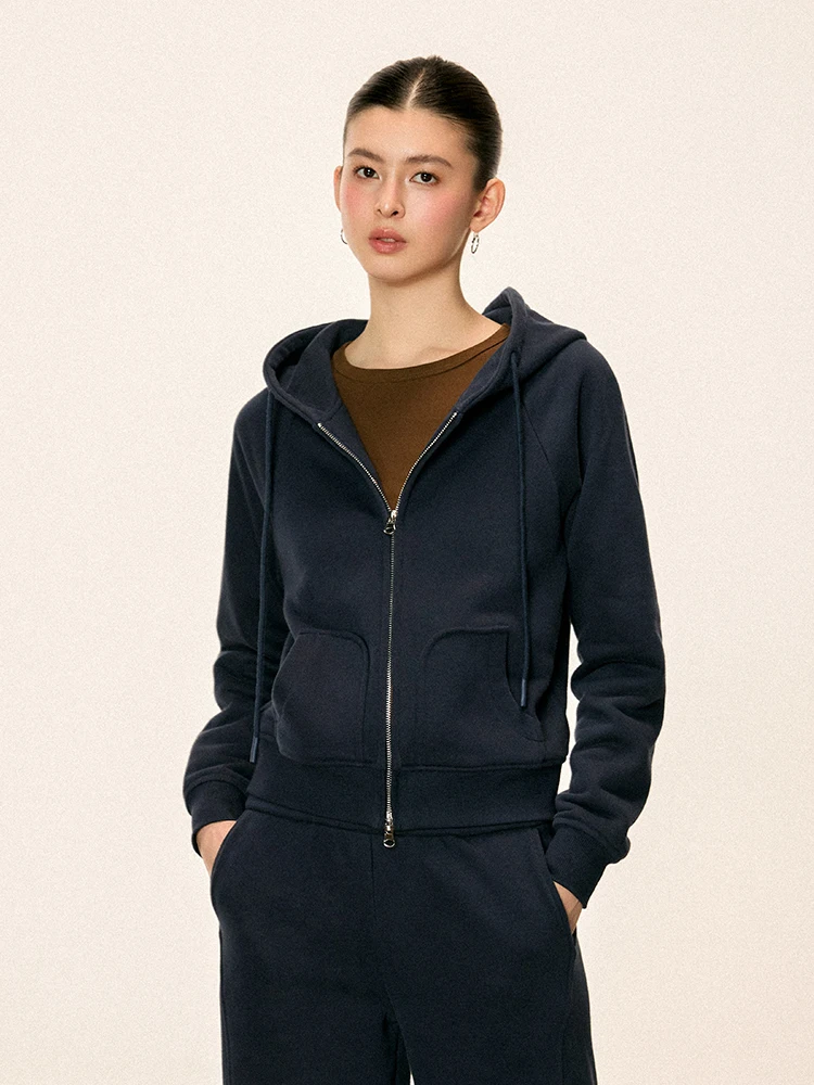 

Женская толстовка на молнии в американском ретро-стиле: универсальный спортивный дизайн, длинный рукав, смесь хлопка и полиэстера, готова к повседневной носке