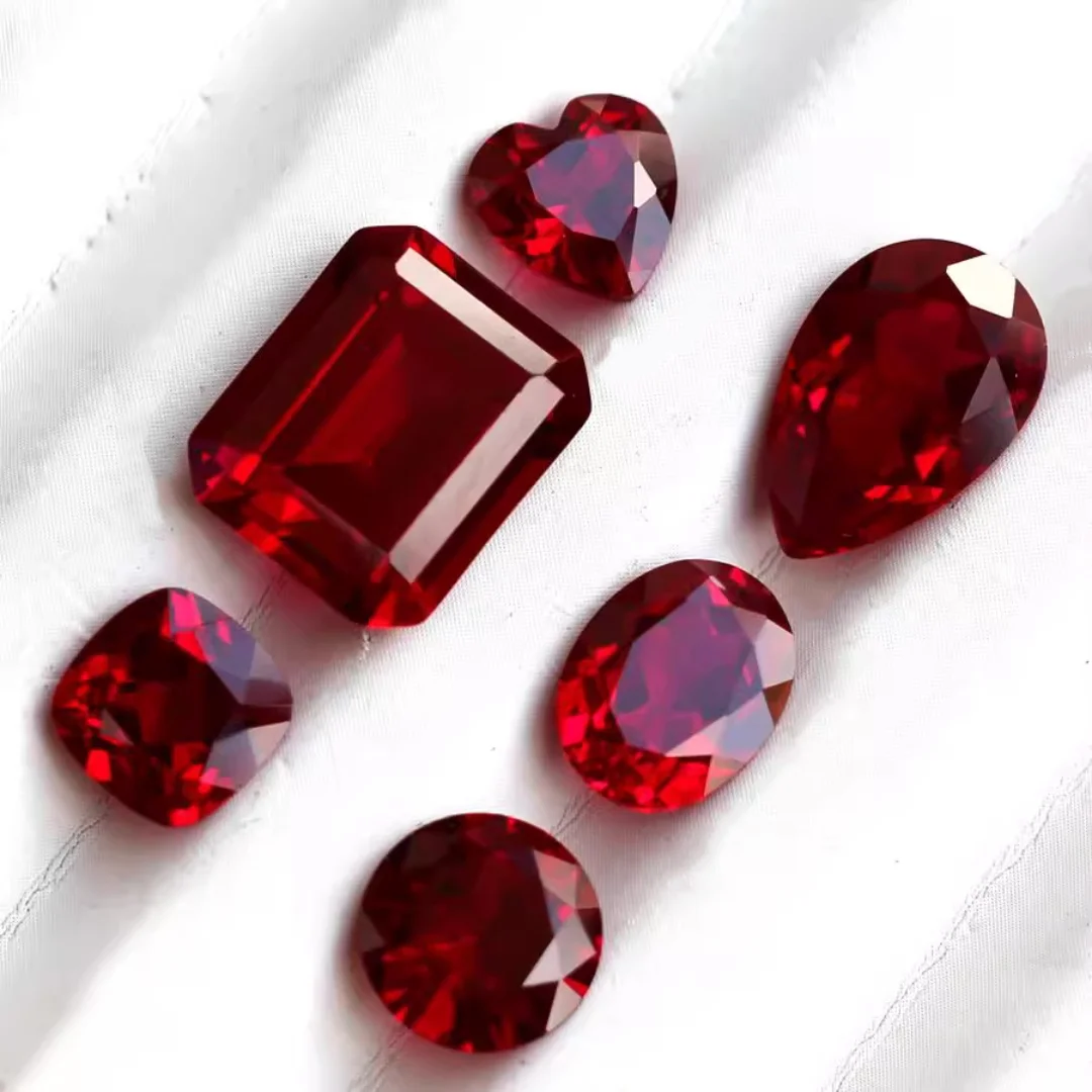 Deep pigeon blood red Lab Creat Ruby Emerald/Round/Pear/Oval/Asscher shape Gemstone for DIY Ring Necklace select AGL Certificate