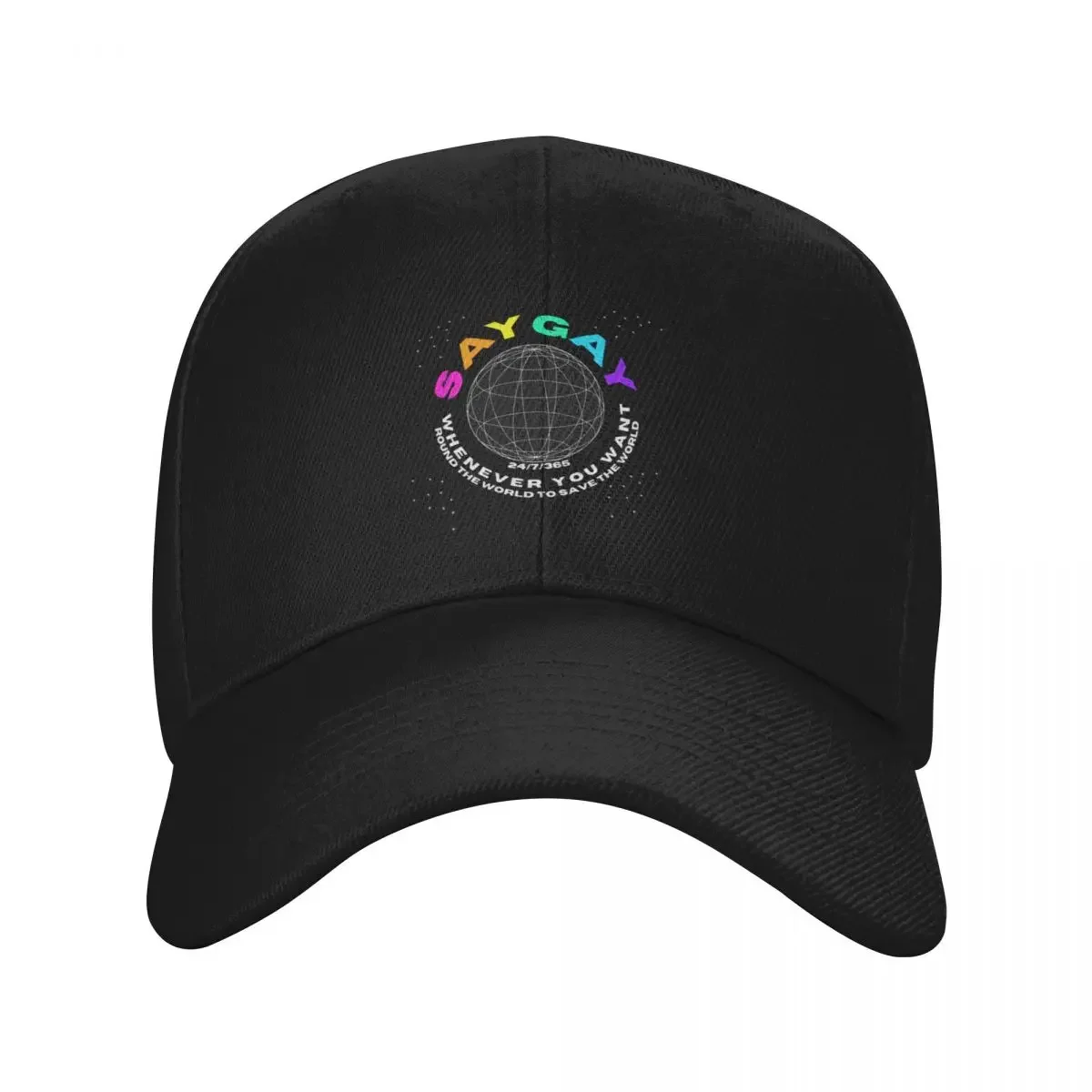 

Say Gay - Round the World Baseball Cap cute beach hat Funny hats Women Caps Men's