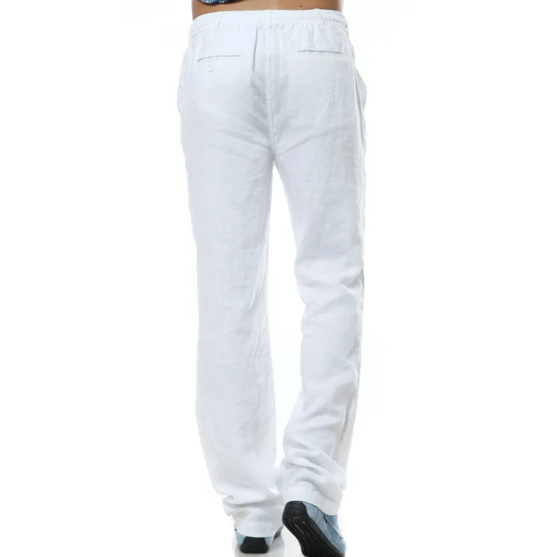 

Linen casual pants men's loose plus size summer thin elastic waist linen pants