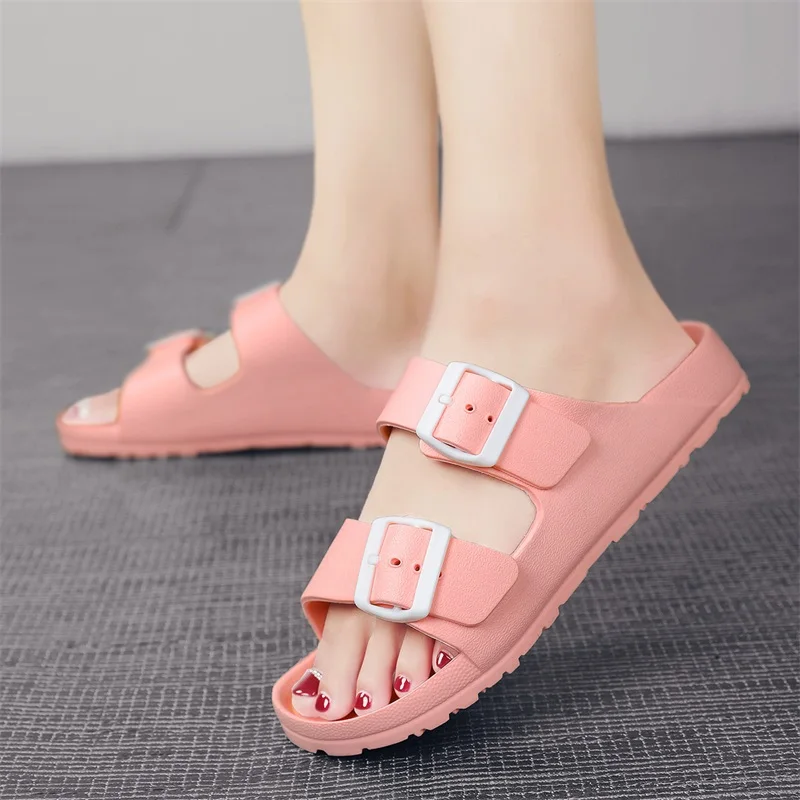 Ultra Light Slippers With Double Buckle Men Women Slides Lightweight EVA Quality Clogs Garden Shoes Beach Slip On Sandals