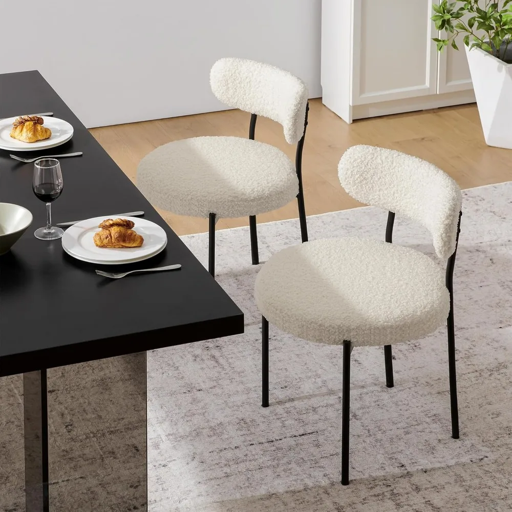 Eetkamerstoelen set van 6 - Moderne zwart-witte keukenstoelen - Comfortabele gestoffeerde eetkamerstoelenset voor de keuken