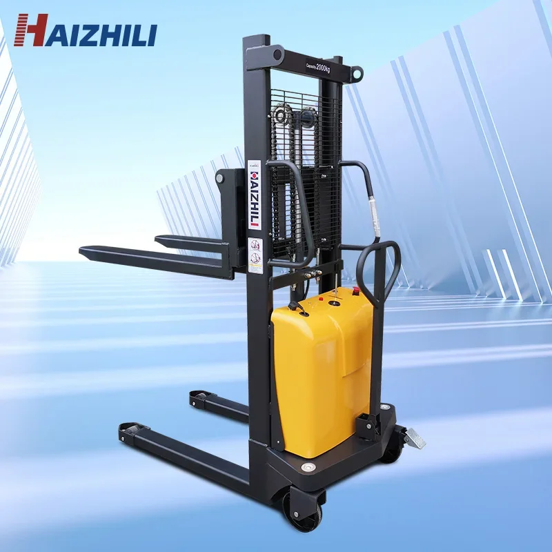 Semi electric forklift warehouse automatic stacker 1 ton1.5 ton 2ton electric pallet stacker with 3m 3.5m lifting low price