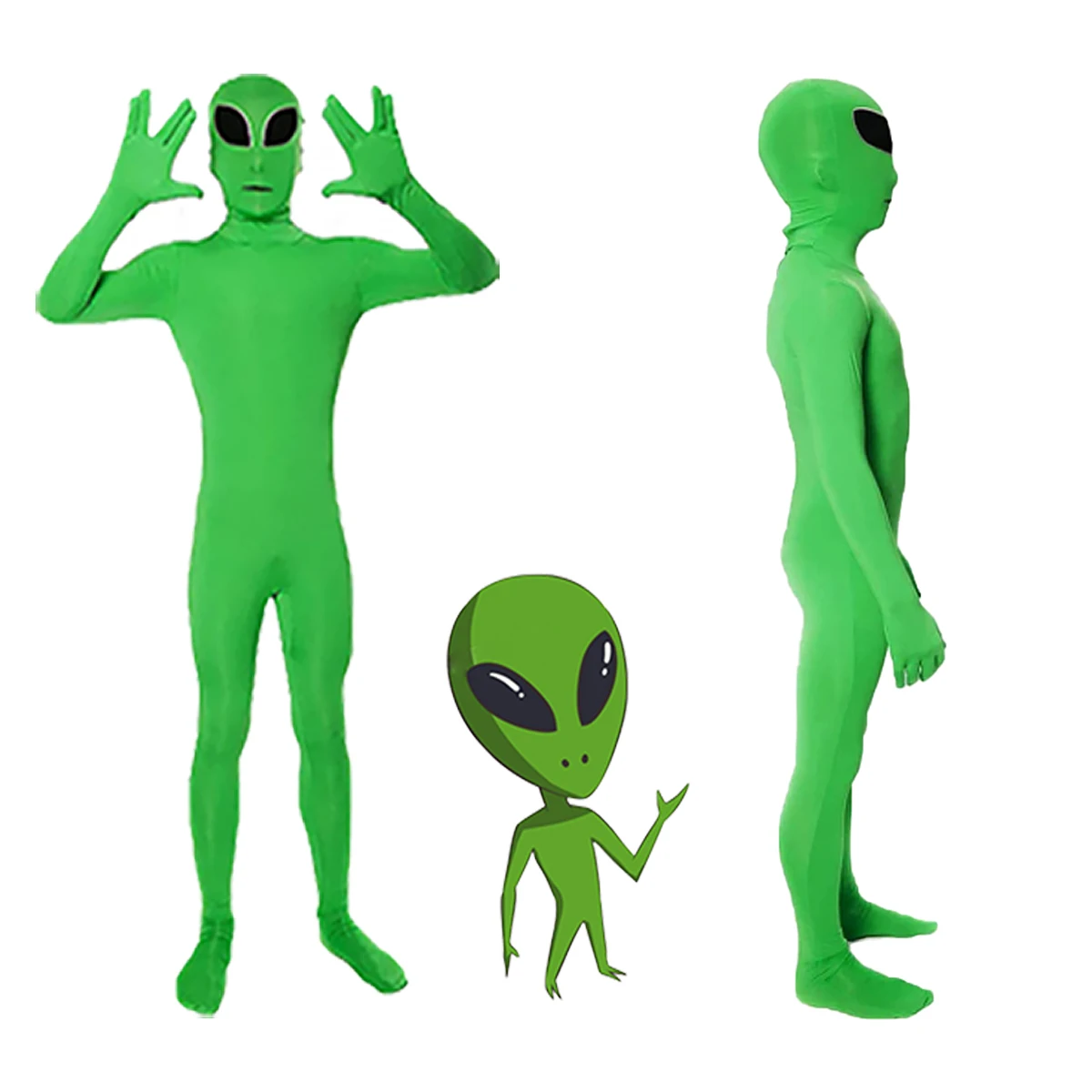 Disfraz de Extraterrestre para Niños ET Green Stage Performances, Capa con Capucha de Cielo Estrellado, Guantes, Máscara de Malla, Aventuras Cósmicas