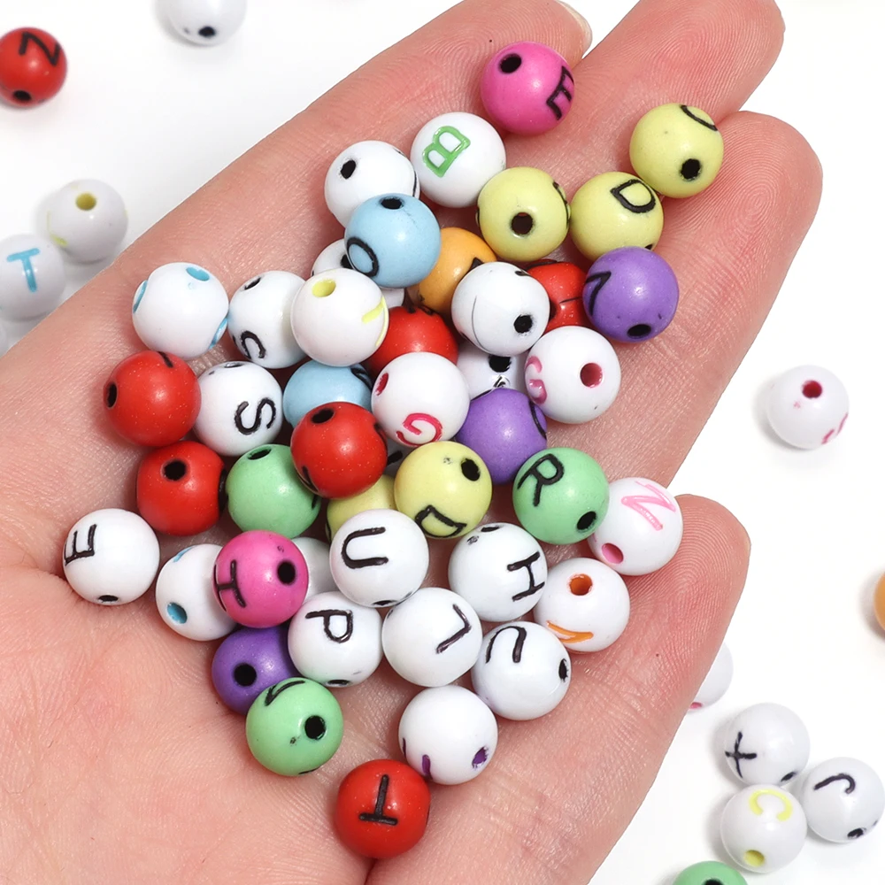 100 teile/los Acryl Buchstaben Perlen Bunte Runde Alphabet Perlen Lose Spacer Perlen Für DIY Schmuck Machen Armband Halskette
