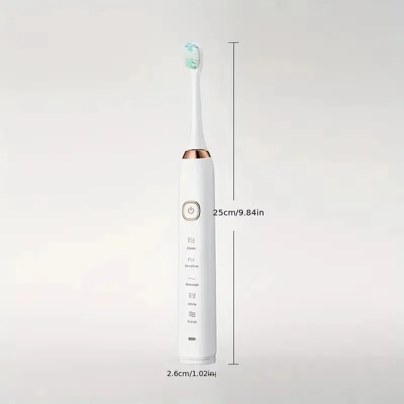 Premium USB Rechargeable Electric Toothbrush - Adult Automatic Model with 7 Modes, 8 Replacement Heads & 30-Day Battery Life