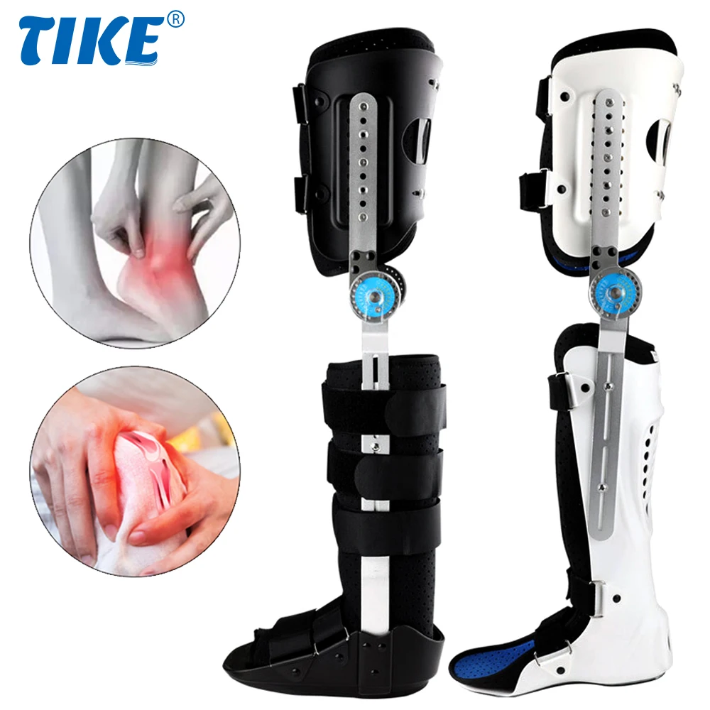 TIKE ROM Hinged Knee Foot Support Brace Orthosis Joint Stabilizer, Adjustable Post Op Knee Full Leg Immobilizer Protector Splint