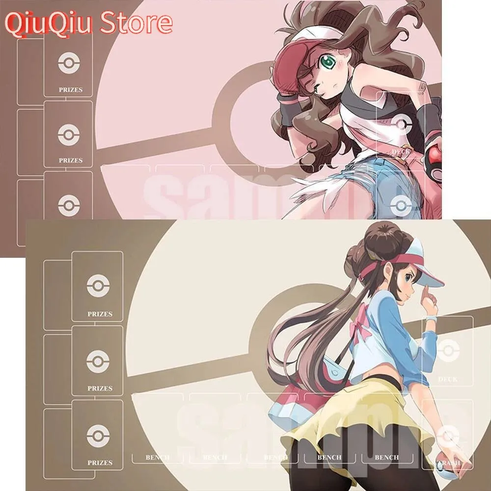 

600*350*2 мм резиновый игровой коврик Pokemon Rosa Hilda, самодельный коврик для боевой карты PTCG, коврик для мыши в стиле аниме, подарок