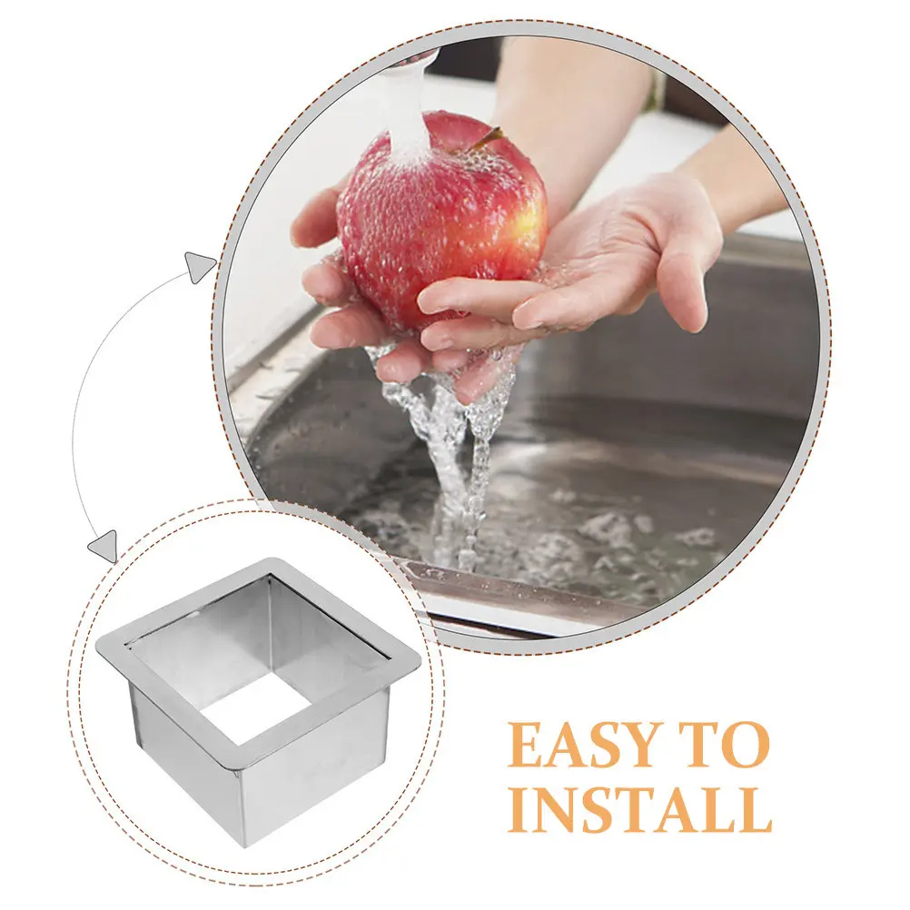 Metal Square Counter Grommet Stainless Steel Trash Chute for Kitchen Countertop Built-in Installation High Precision Strong view 5