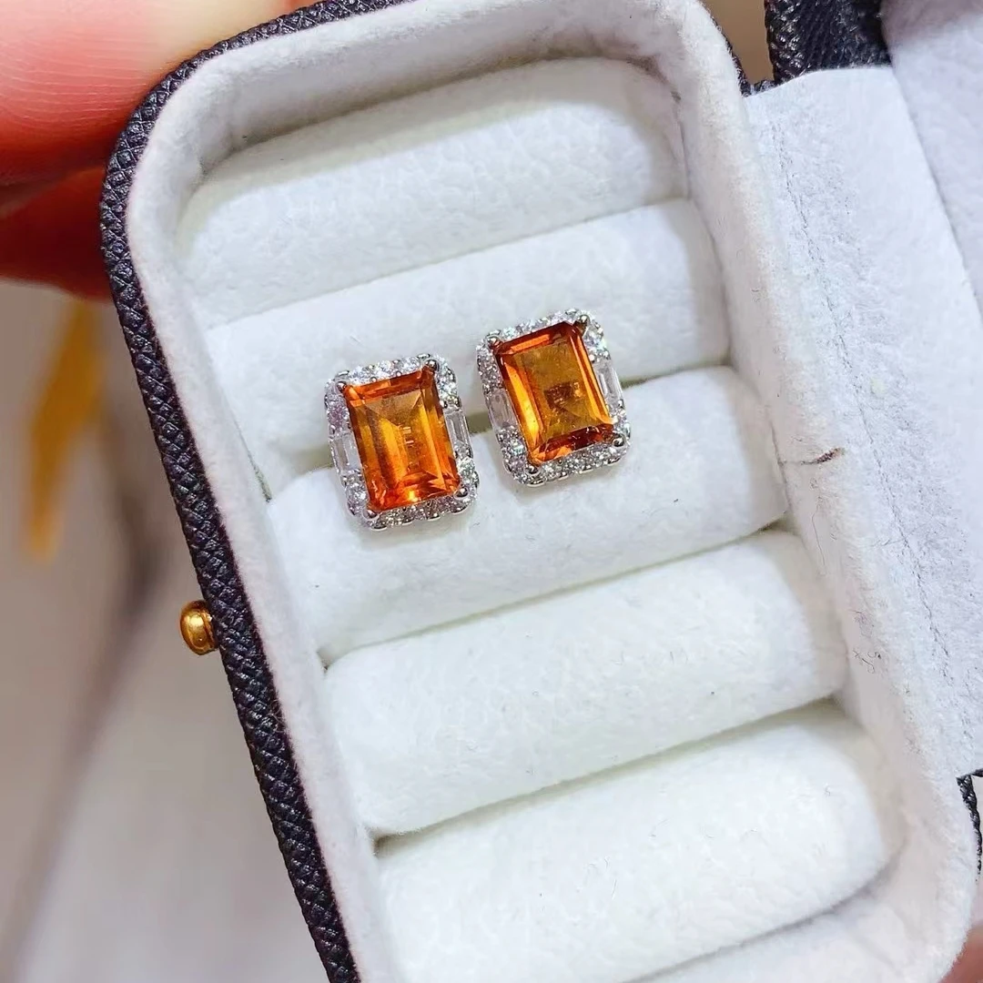 

KJJEAXCMY pure High clarity Natural Brazilian Yellow Crystal S925 silver exquisitely Earrings Full of luster Simple,Bestseller