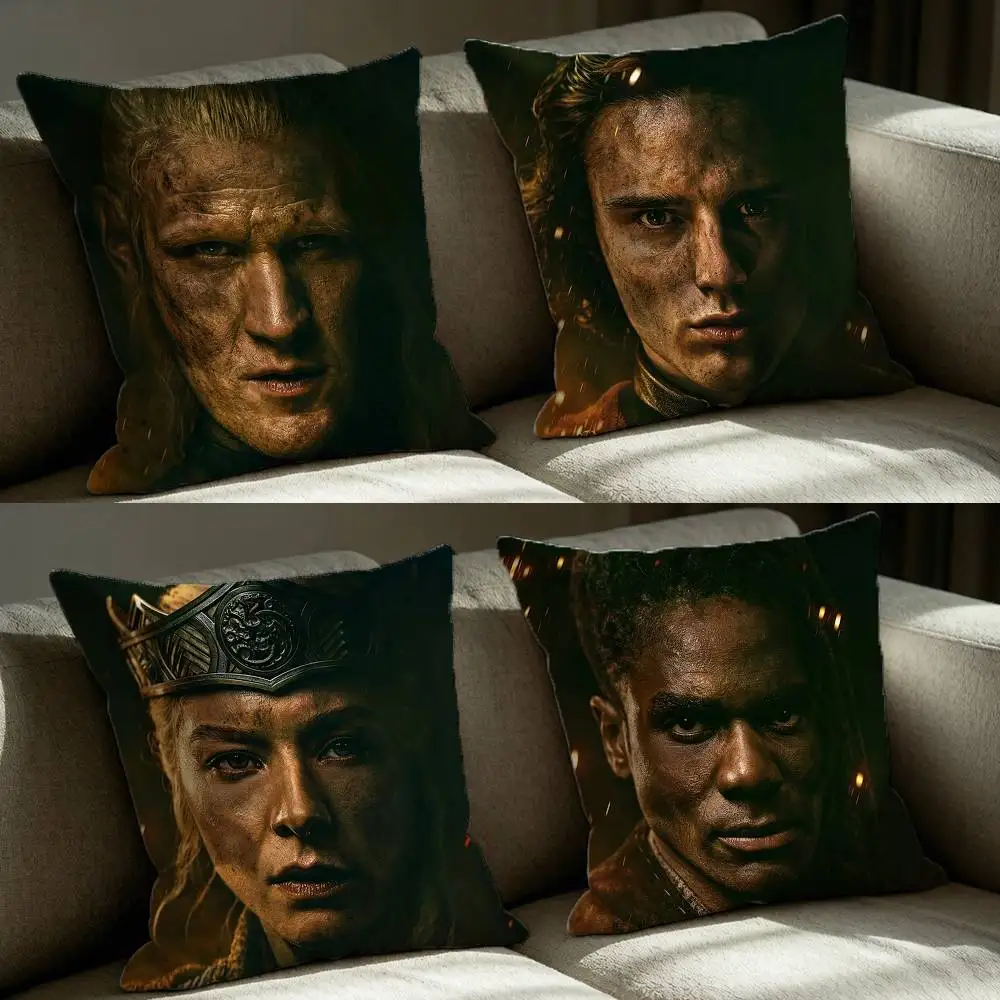 TV-H-House of the D-DragonS 3nd  Square Sofa Pillow Cover Solid Color Living Room Home Decor Cushion Case
