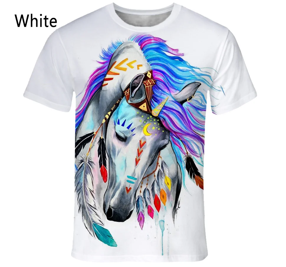 New Fashion Animal Horse 3D Printed T-shirt Men\'s and Women\'s Summer Casual Short-sleeved Harajuku Street Shirt Tops