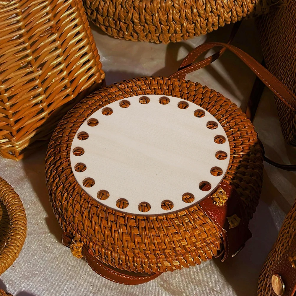 

6pcs Crochet Round Wooden Bottom for DIY Basket Hat Making Natural Khaki Unfinished Wood Round Craft Base Storage Travel