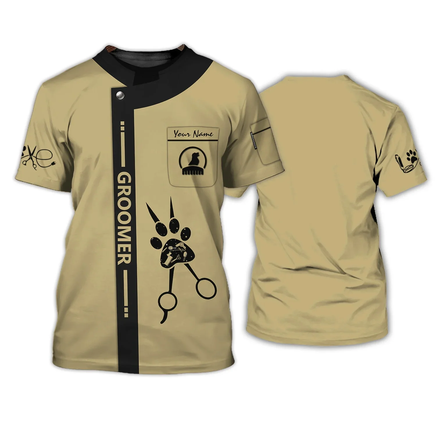 Latest Dog Groomer Pesonalized Summer T shirt Custom 3D Printed Unisex t shirt Grooming Uniform T-Shirt [Non Workwear] DW169
