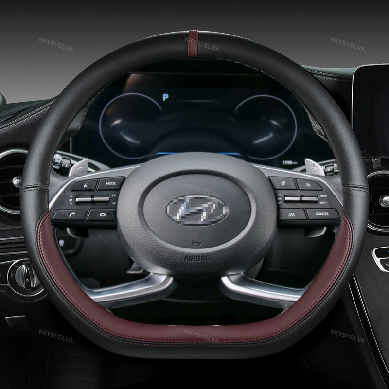 Microfiber Leather D Shape Car Steering Wheel Cover For Hyundai Creta II 2021 2022 Auto Accessories