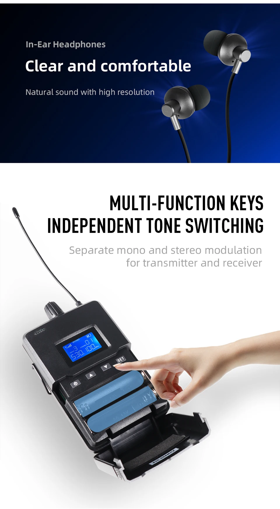 Paulkitson G6000 PRO Drahtloses In-Ear-Monitoring-System IEM Drahtloses Bühnenmonitoring UHF Stereo Zero-Delay Metallgehäuse für Sänger – Detail 3