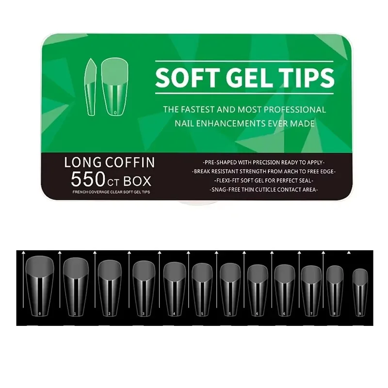 550 رقع جل أظافر فرنسية متوسطة الحجم على شكل لوز، أدوات تمديد أطراف أظافر غير لامعة تغطية كاملة، زينة أظافر لاصقة من الأكريليك، لوازم فنية للأظافر بنفسك