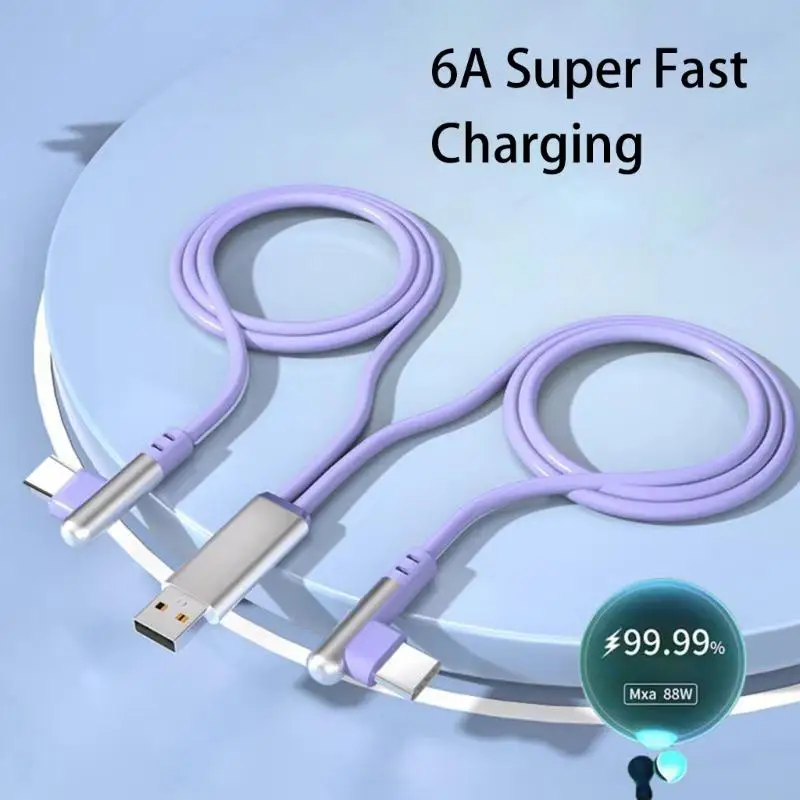  Double Bend USB Type C Splitter Cable 66W Fast Charging 480Mbps Data Transfer for Mobile Gaming & Multiple Device Charging
