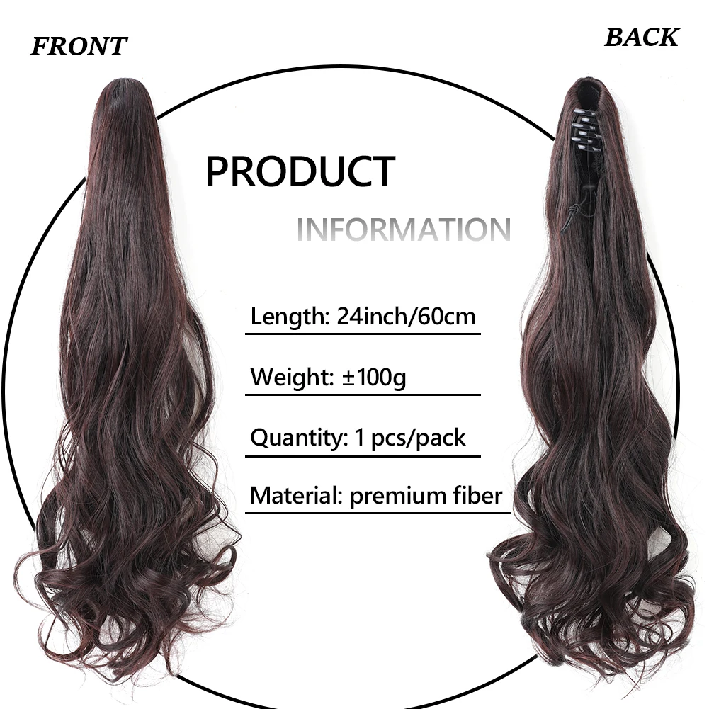 Claw Clip Ponytail Synthetic Extension Long Fake Pony Tails Hair Extensions Curly Wavy Clip in Hair for Women Daily Use