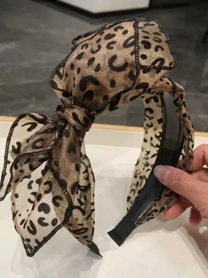 Modisches Spitzen-Schleifen-Stirnband für Frauen und Mädchen, Elegantes Großes Netz-Schleifen-Haarband, Niedlicher Haarreif, Haar-Accessoires für den Alltag und Partys – Detail 2
