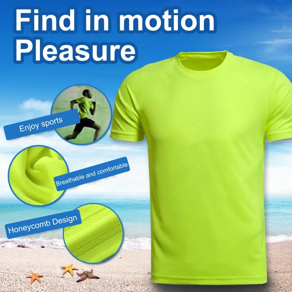 Unisex Sport T Shirt Quick Dry Breathable Short Sleeve Gym Jerseys Fitness Shirt Solid Color Running T-Shirt Men\'s Pullover Top