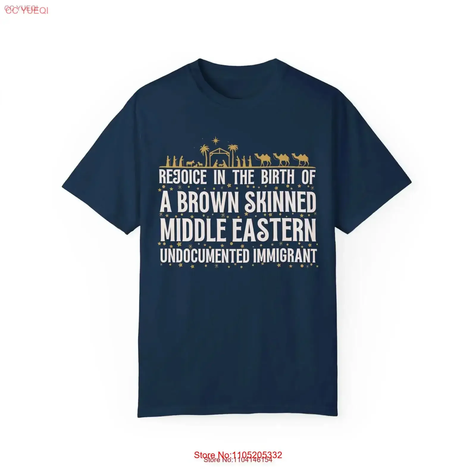Christmas Rejoice in the Birth Social Justice Garment Dyed T Shirt Holiday Thought Provoking Apparel for Activists vintage
