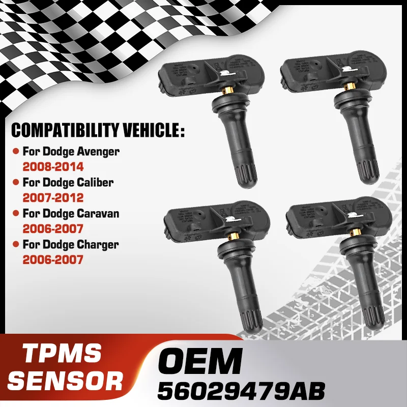 

56029479AB 1/4Pcs Tire Pressure Sensor For Dodge Avenger 2008-2014 Dodge Caliber 2007-2012 Dodge Caravan Dodge Charger 2006-2007