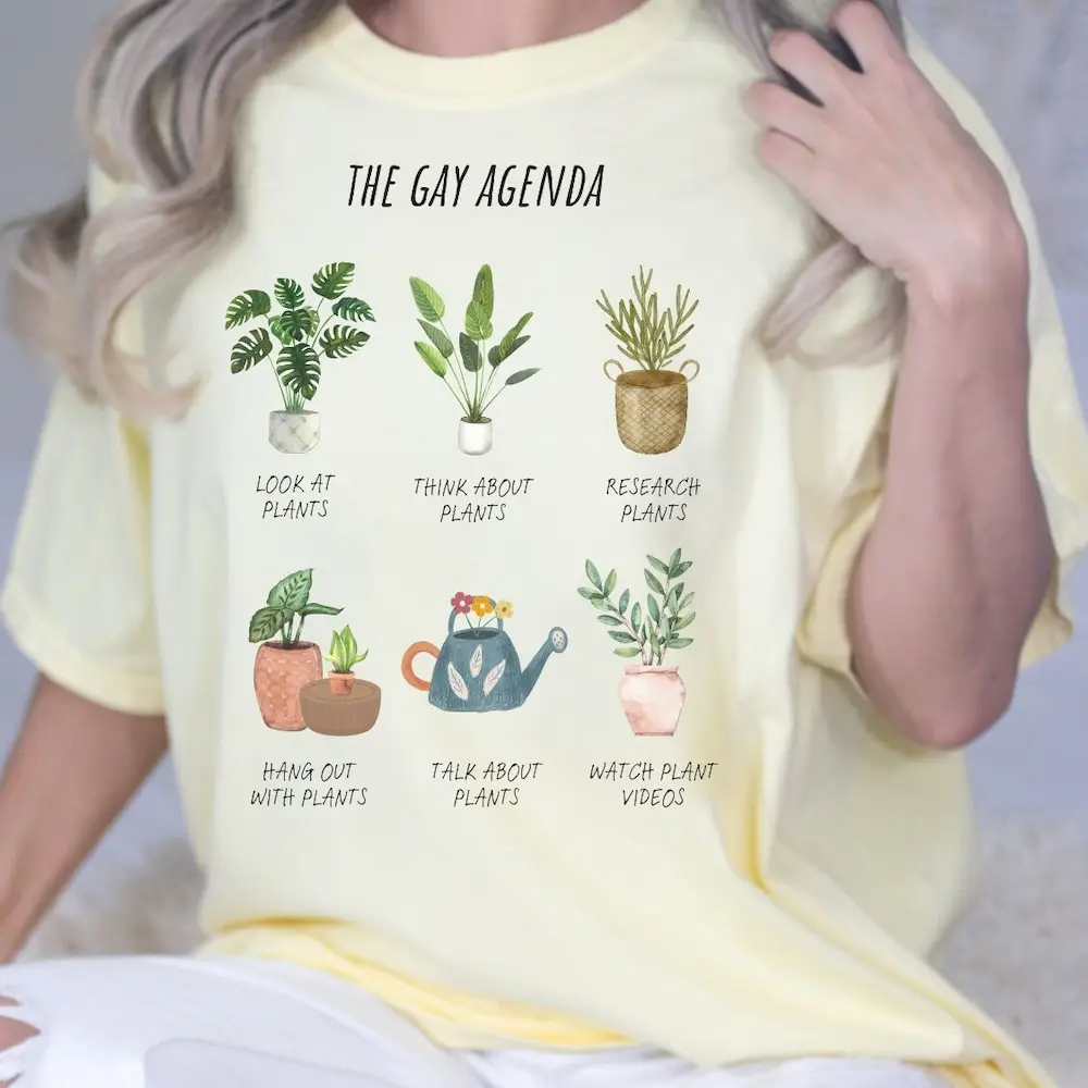 The Gay Agenda Comfort Colors T Shirt Lgbtq Plant Mom Dad Cottagecore Botanical