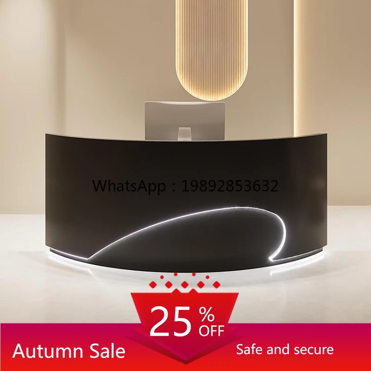 

Modern Black Half Reception Desk 3D Design Beauty Salon Front Counter
