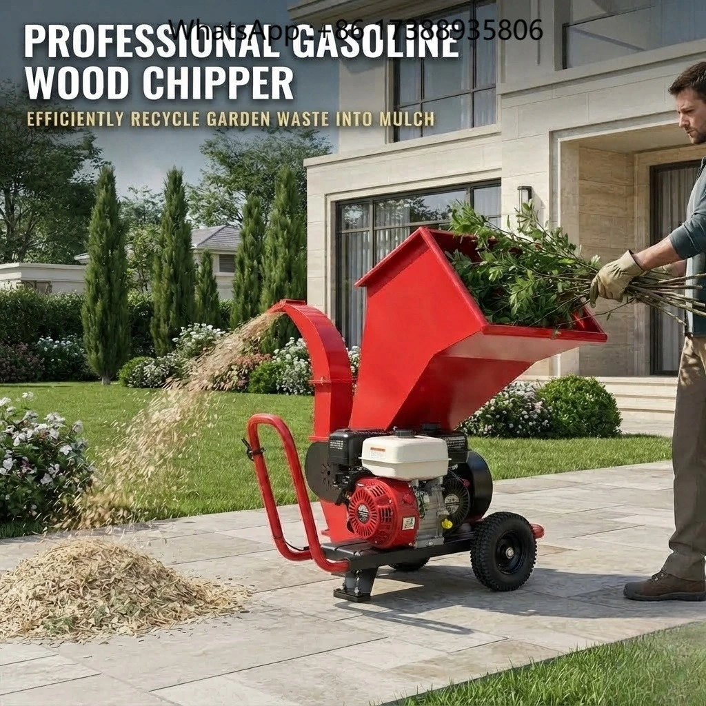 150A Mini Wood Chipper Engine 80mm Tree Branch Shredder Garden Machinery for Sale