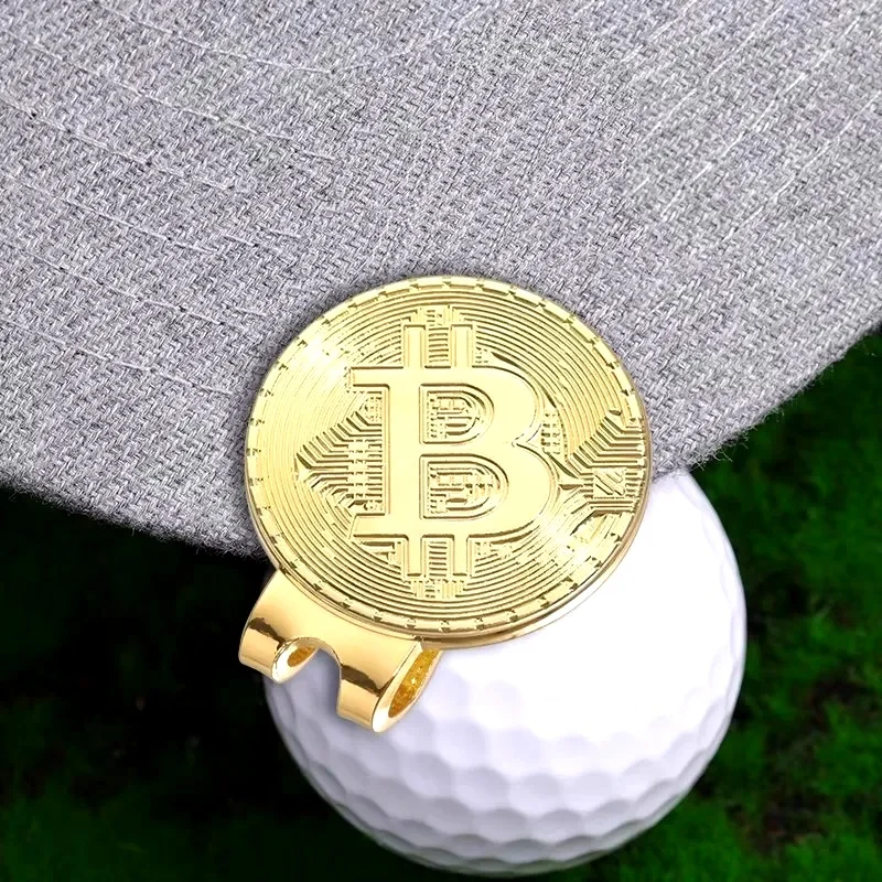 Hat Clip Ball Marker Creative Bitcoin Shaped Magnetic Golf Mark Fashion Golf Accessories Jewelry Gifts For Golfers Friends