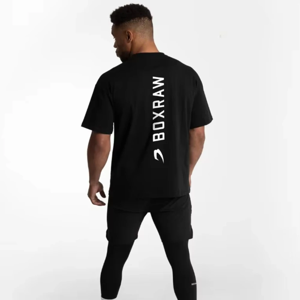 Novedad de verano, camiseta de boxeo de marca deportiva a la moda, letras largas, Unisex, algodón puro, transpirable, sugerencia para comprar talla única más grande 2025