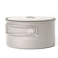 TOAKS POT-900-D130 Pure Titanium Camping Cookware Outdoor Pots, Can be Used As a Cups, Bowls and Pans 900ml 104g