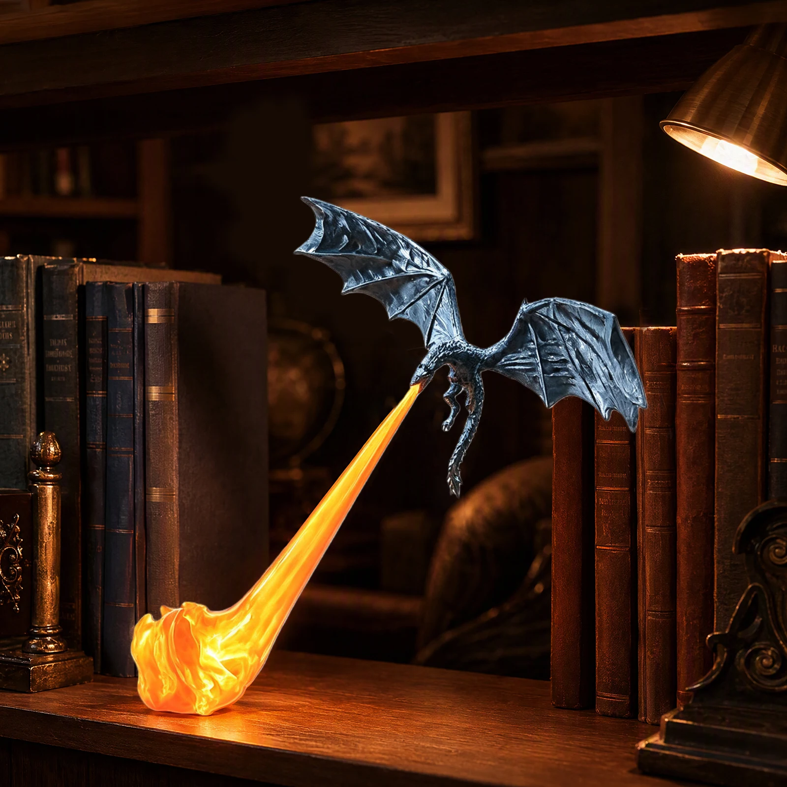 3D Printed Dragon Bookend Ornament Fantasy Shelf Decor Book Nook Fire Dragon Figurine Bookshelf Insert