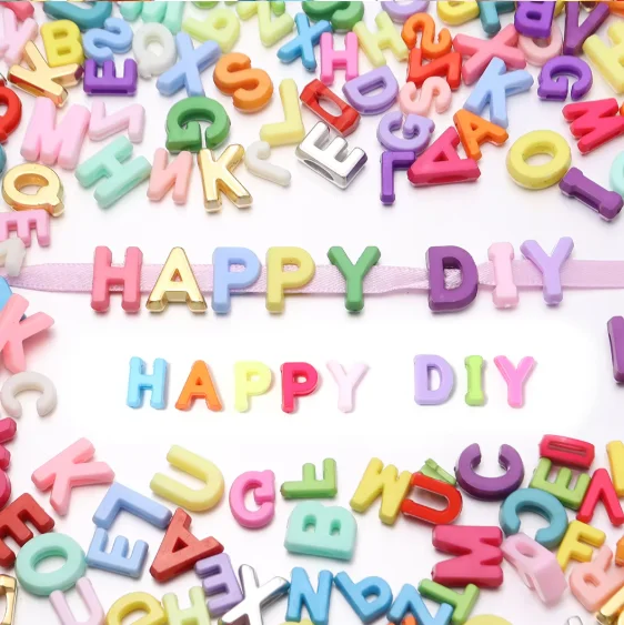 15mm color random mixing, letter beads, acrylic beads, DIY accessories, pendants, decorative beads, holiday gifts, party supplie