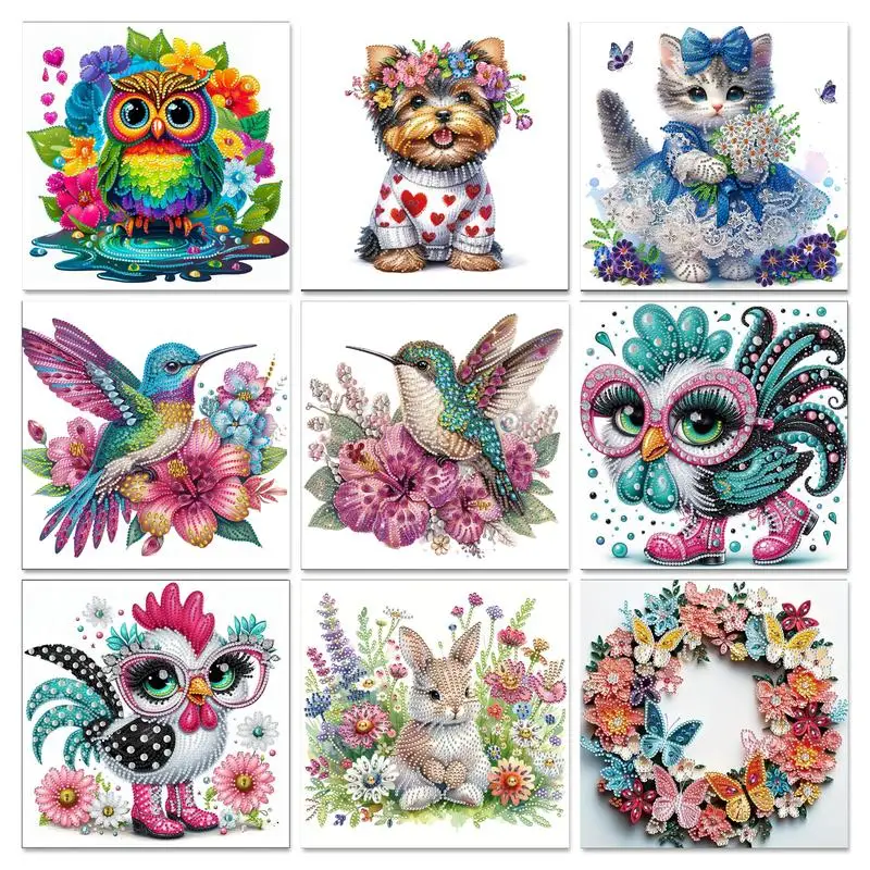 SDOYUNO Diy Diamond Painting Special Shape Drill Handmade Ornament Crystal Birds Animals Embroidery Rhinestone Home Decor ﻿