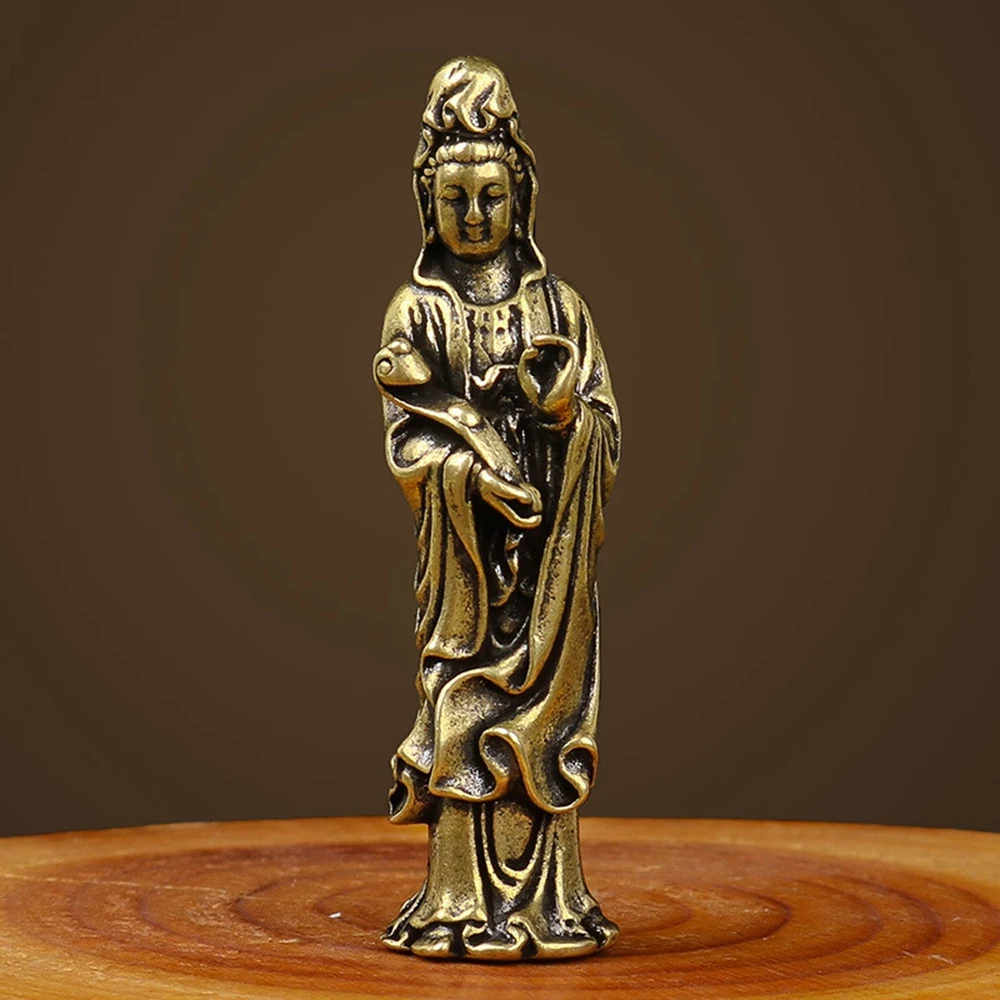 Miniature Buddha Guan Yin Bodhisattva Bronze Buddha Bronze Statue for Small Landscape Decoration Antique Bronze Ware