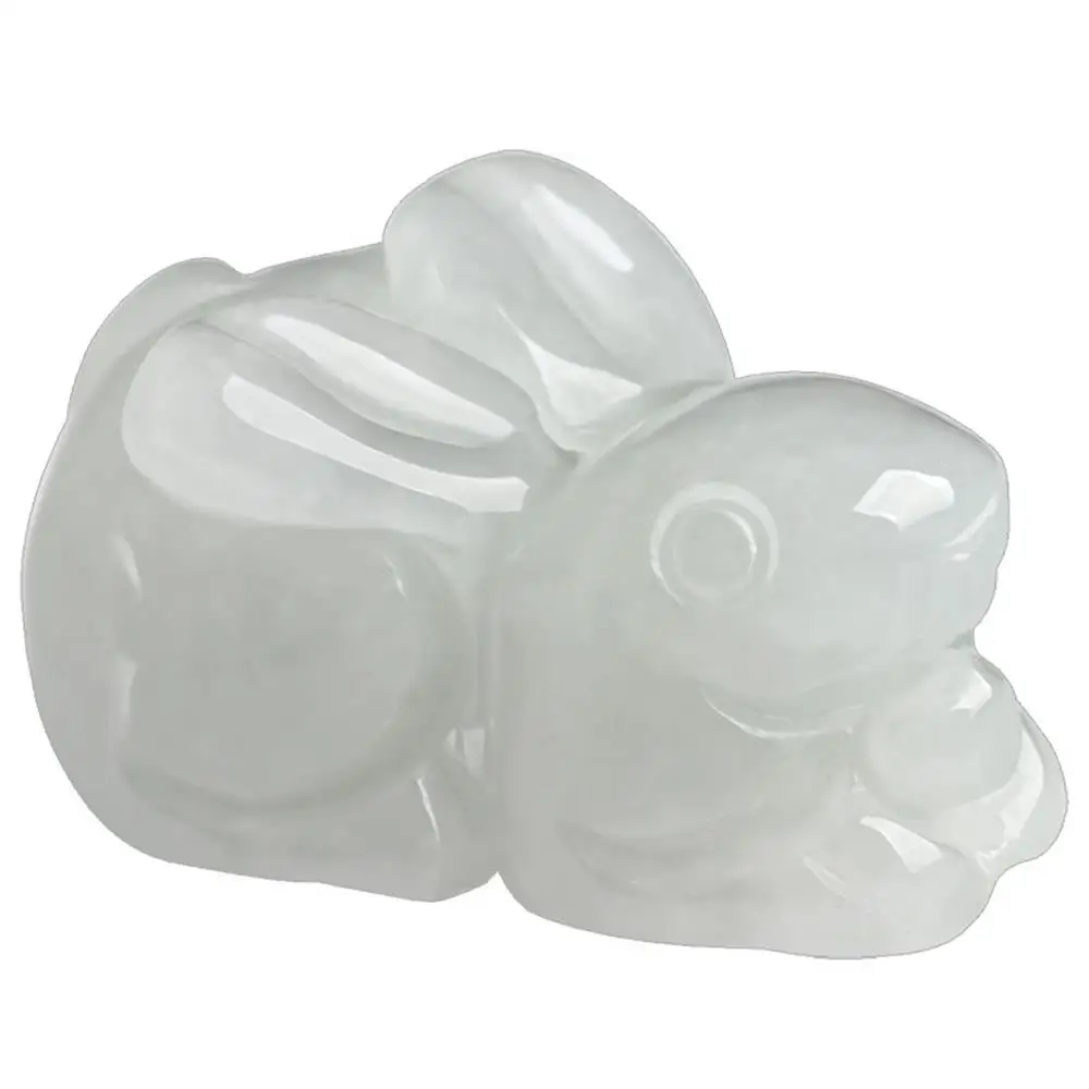 Natural Burmese A-grade Jadeite Three-dimensional Carved Zodiac Rabbit Pendant National Style Cute Fashion Jewelry Holiday Gifts