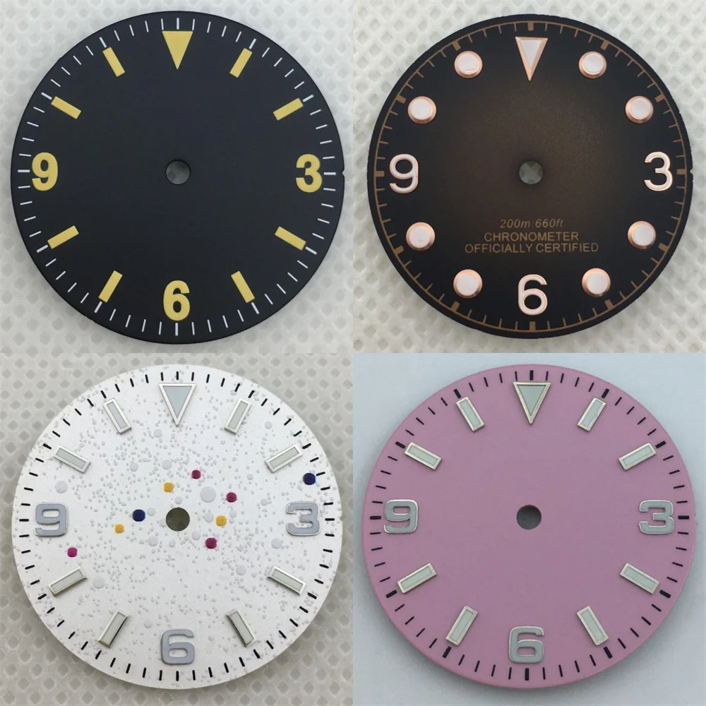 NH35 29mm dial biru langit hijau dengan luminescence hijau NH35A ETA2824 2836 Miyota 8215 821A Pearl DG2813 3804 Seagull 1612 movement