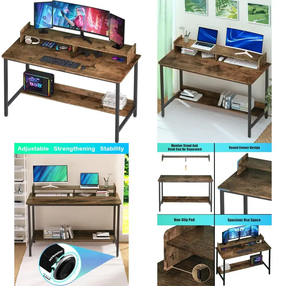 

Gaming Writing Desk 43 Inch with Storage Shelves for Home Office, Study PC Table Workstation, Ideal for Living Room and Office U